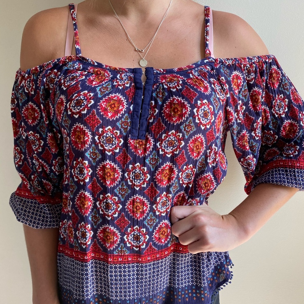 Off the shoulder patterned blouse